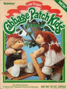 Not just a line of dolls and a victory dance, Cabbage Patch Kids had their own cereal. If only Garbage Pail Kids followed suit....